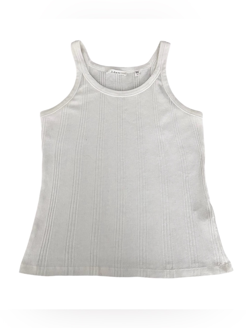 Doen Seine White Cotton Cashmere Blend Ribbed Tank Top Size L
